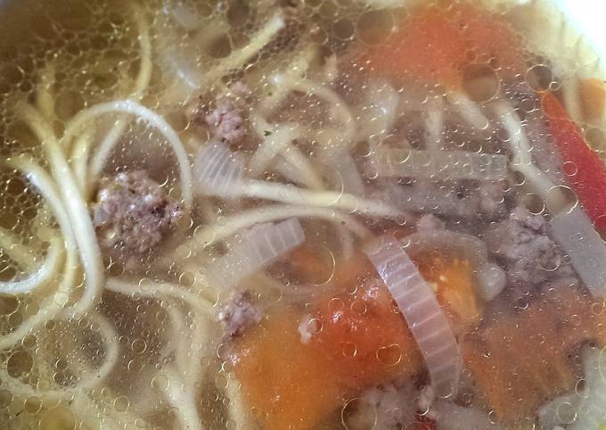 Recipe of Super Quick Homemade Ground beef soup with noodles