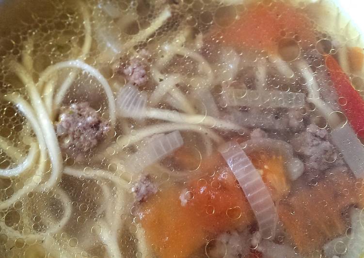 Steps to Prepare Any-night-of-the-week Ground beef soup with noodles