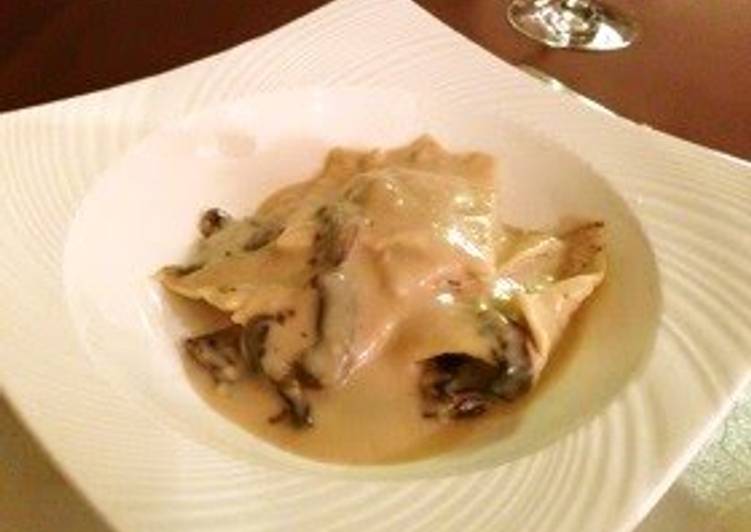 Porcini Mushroom Ravioli in Soy Milk Sauce