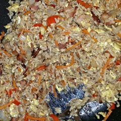 A picture of Bacon fried rice.
