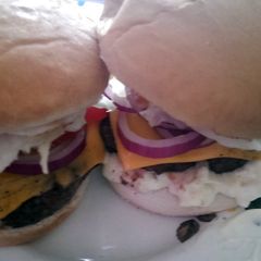 A picture of Mandys steak burgers.