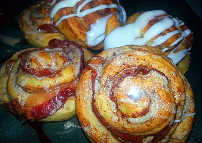 Wednesday Fresh Bacon wrapped Cinnamon Rolls With maple mocha glaze