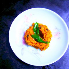 A picture of Pudina Chana dal chutney (Mint and lentil dip).