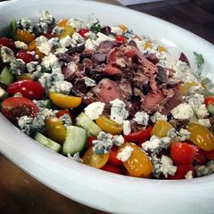 A picture of Biltong, blue cheese and avo salad.