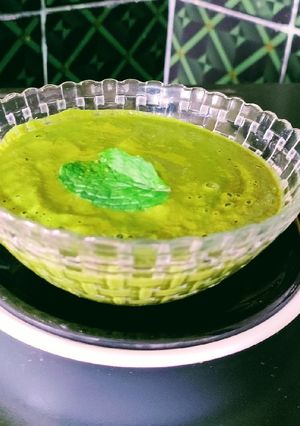 A picture of Green Chutney With Amla (Gooseberry) Powder.