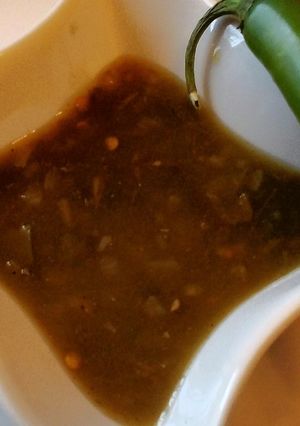 A picture of Serrano Tomatillo Salsa.