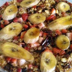 A picture of Vickys Breakfast Baked Fruity Oats, GF DF EF SF NF.