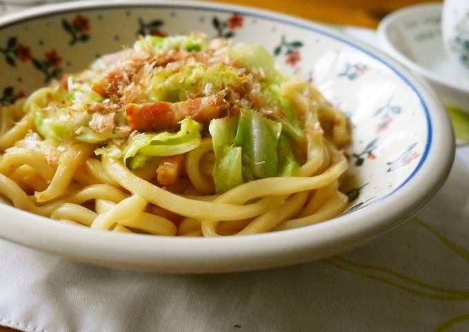 Recipe of Favorite Simple Stir-Fried Udon Noodles with Spring Cabbage