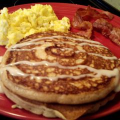 A picture of Sunshine's pecan cinnamon pancakes.