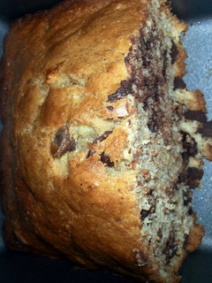 A picture of Banana Bread W/ Chocolate Chips Or Blueberries.
