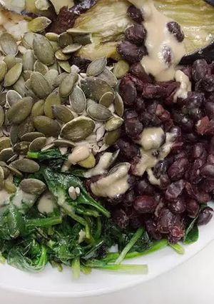 A picture of Roasted Aubergine and Tahini Bowl.