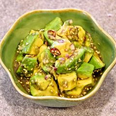 A picture of Irresistible! Avocado Marinated in Ponzu Sauce and Aromatics.