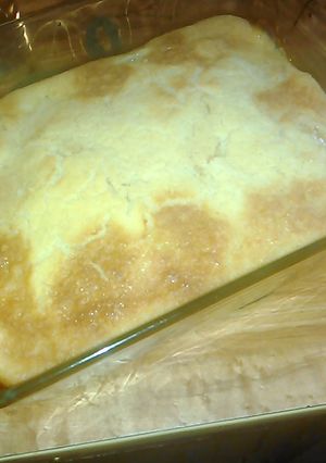 A picture of Sunday peach cobbler.