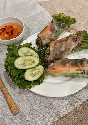 A picture of Healthy Beef Summer Rolls.