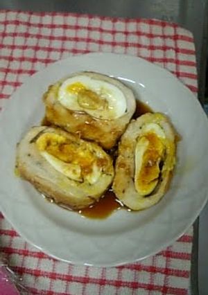 A picture of Teriyaki Chicken with Cheese and Eggs.