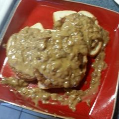 A picture of Cream of mushroom hamburgers..