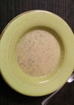 A picture of zucchini soup.