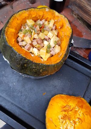 Una foto de Zapallo relleno a la parrilla