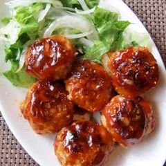 A picture of Chicken & Pork Meatballs! Sweet and Sour Sauce.