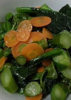 A picture of Kai Lan with carrots.
