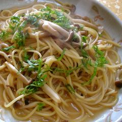 Mushroom Soup Pasta with Umeboshi and Butter A picture of Mushroom Soup Pasta with Umeboshi and Butter.