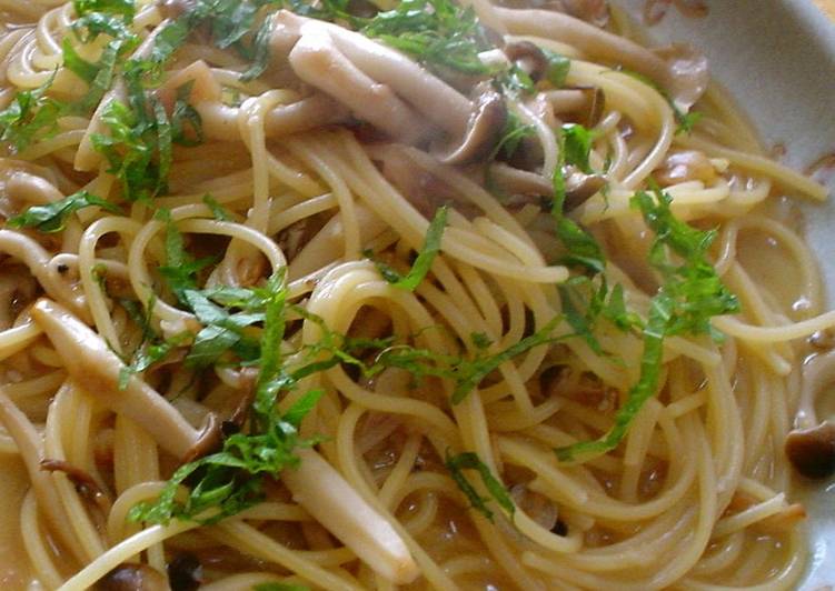 Recipe of Quick Mushroom Soup Pasta with Umeboshi and Butter