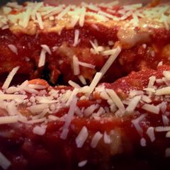 A picture of Spinach and Cheese Stuffed Manicotti.