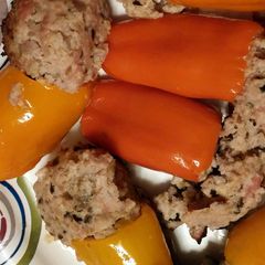 A picture of Lasagna Stuffed Bell Peppers.