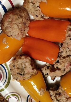 A picture of Lasagna Stuffed Bell Peppers.