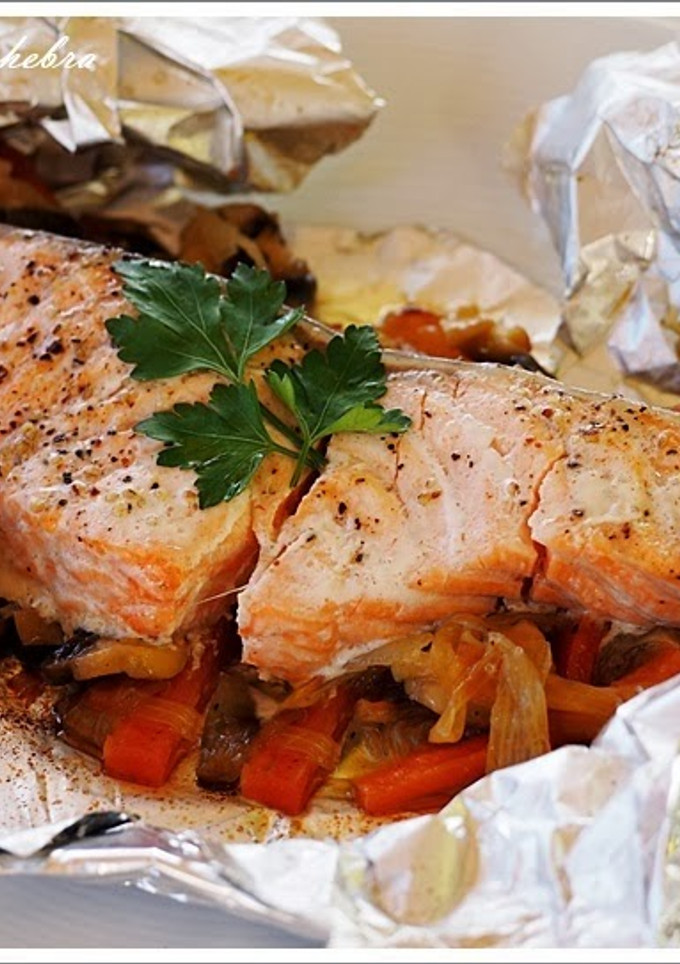 Una foto de Salmón en papillote