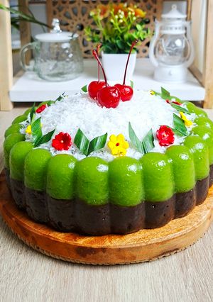 Foto resep Ongol Ongol Ubi Pandan Cokelat Cake