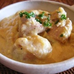 A picture of Chicken and Sweet Potatoes Simmered in Creamed Corn.