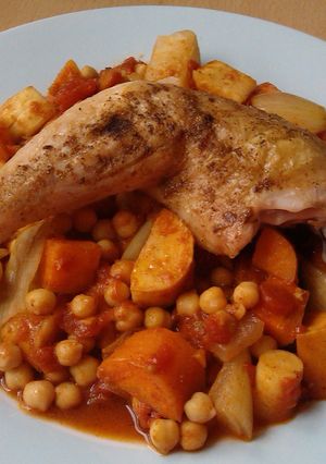 A picture of Vickys Moroccan-Style Chicken & Chickpeas, GF DF EF SF NF.