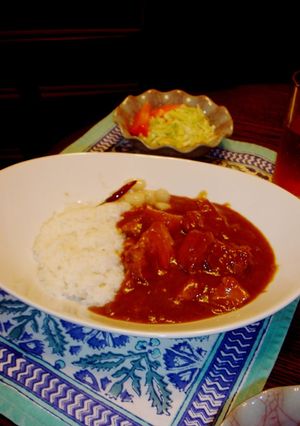 A picture of Juicy and Big Pork Belly Meat Curry Made in a Pressure Cooker.