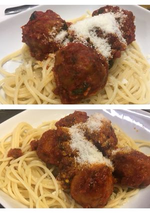 Una foto de Meetballs and sojaballs con Spaguetti