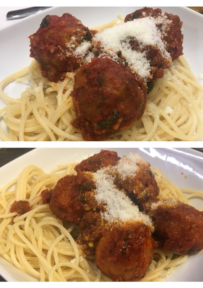 Una foto de Meetballs and sojaballs con Spaguetti