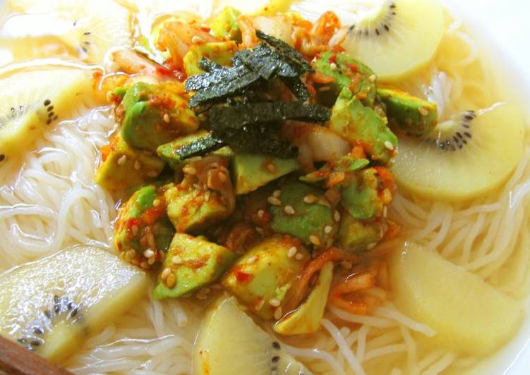 Recipe of Perfect Fruity Naengmyeon with Avocado and Kiwi