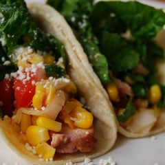 A picture of Hawaiian Chicken Tacos w/Corn Pico de Gallo.