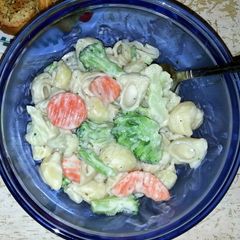 A picture of Kt's Pasta Primavera Alfredo.