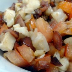 A picture of Fried Cabbage with sausage.