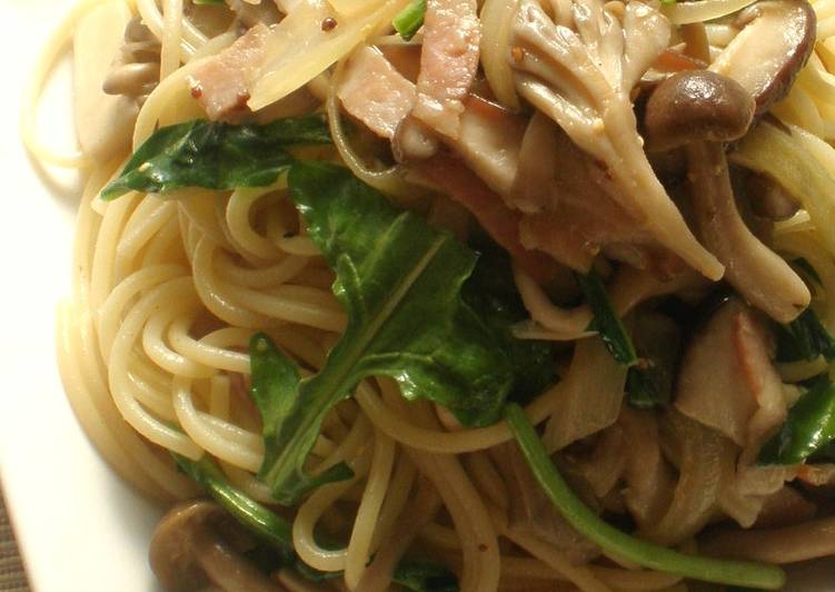 Simple Way to Make Speedy Mustard Arugula and Mushroom Pasta