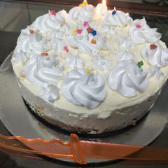A picture of Mango cheese cake.