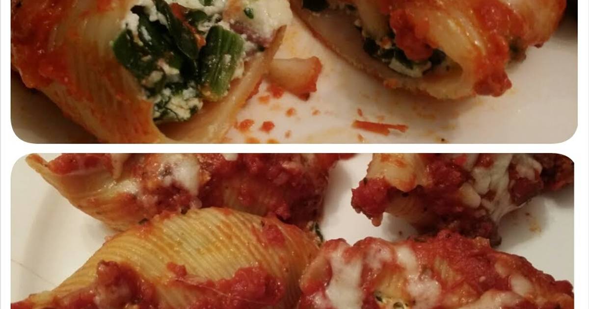 Ricotta&Spinach filled Jumbo pasta Shells Recipe by fabuloza86 Cookpad