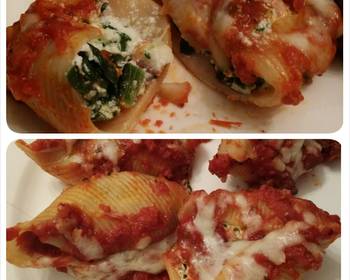 Easy Recipe RicottaSpinach filled Jumbo pasta Shells Delicious Perfect