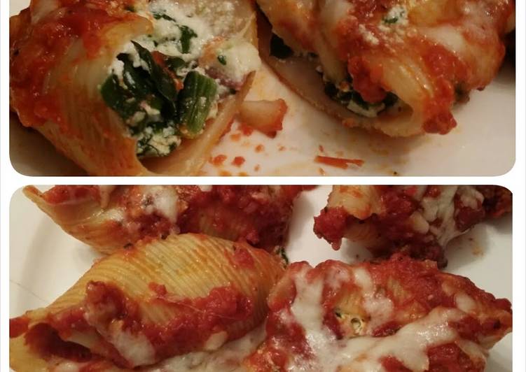 Steps to Prepare Favorite Ricotta&Spinach filled Jumbo pasta Shells
