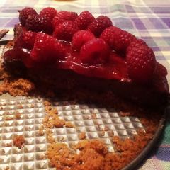 A picture of Chocolate raspberry dairy free cheesecake.