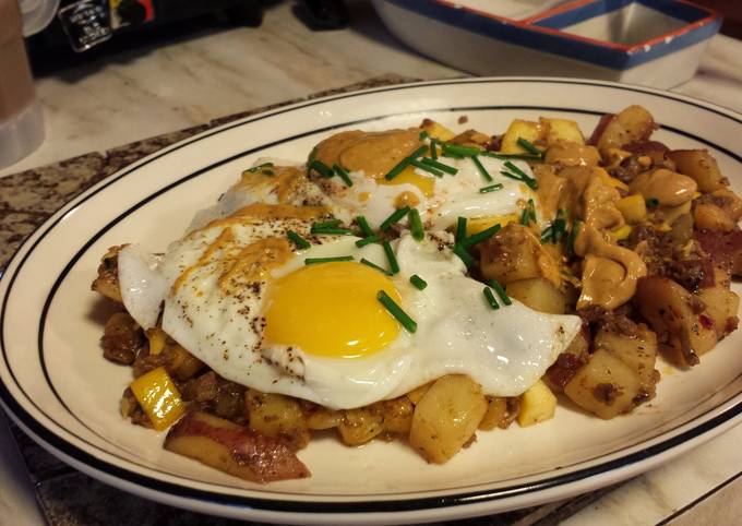 Recipe of Super Quick Homemade Chorizo Hash with Over Easy Eggs
