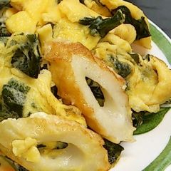A picture of Stir-fried Eggs and Wakame Seaweed with Chikuwa.