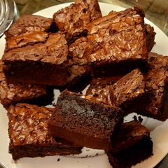 Fudge brownies A picture of Fudge brownies.