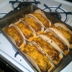 A picture of to die for tacos! (baked).